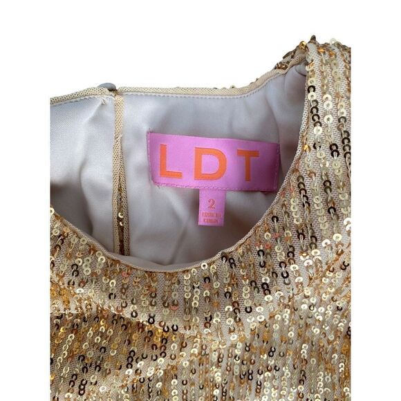 LDT Women's Size 2 Gold Sequin Ivy Goddess Long Gown Dress - Picture 7 of 14